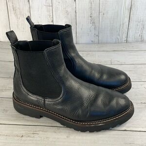 Caslon Black Leather Miller Water Resistant Chunky Sole Chelsea Boots